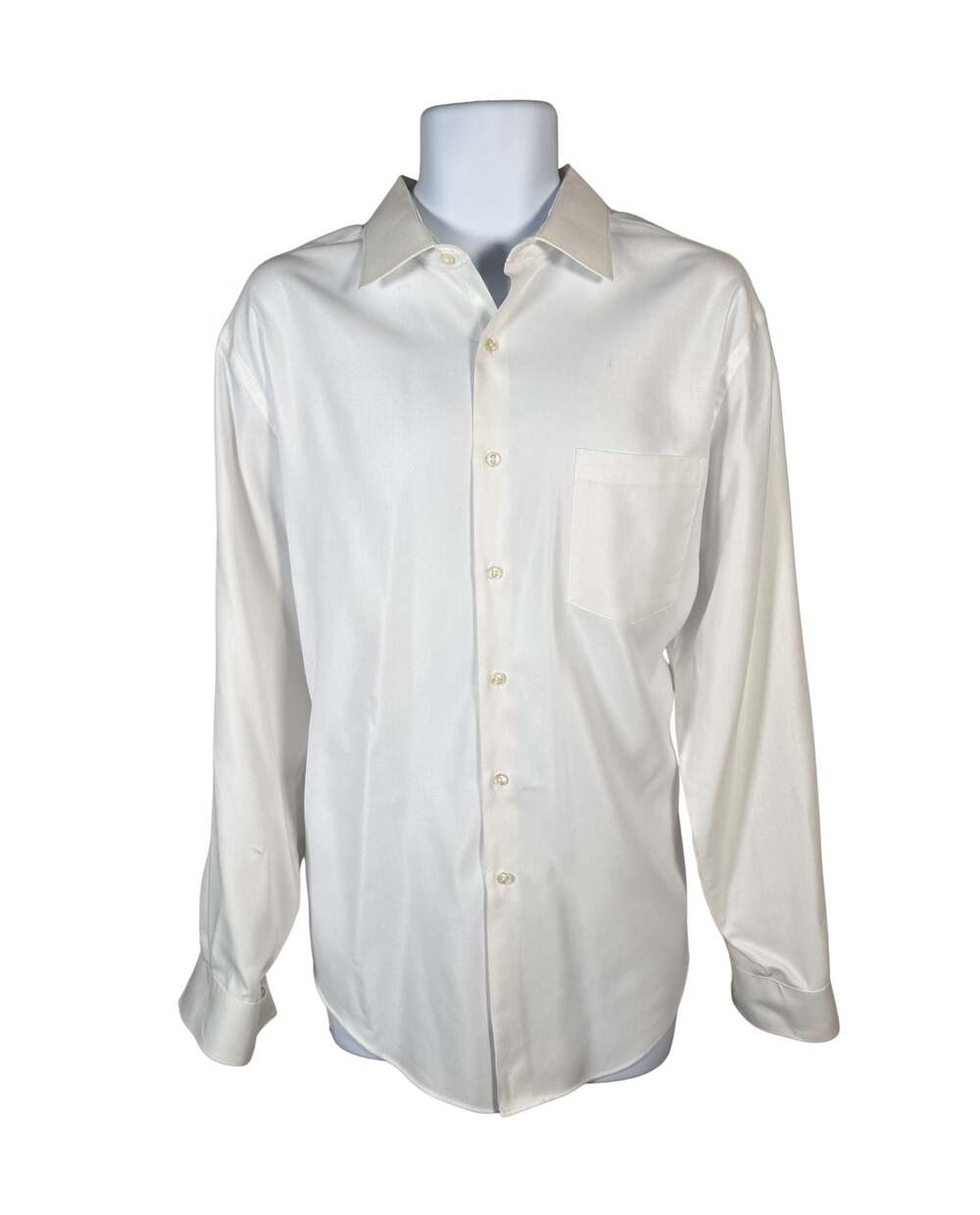 Van Heusen Fitted Pique White Long Sleeve Wrinkle Free Dress Shirt